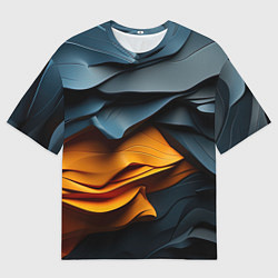 Футболка оверсайз женская Темная текстура с желтой вставкой, цвет: 3D-принт