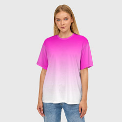Футболка оверсайз женская Розово-белый градиент, цвет: 3D-принт — фото 2