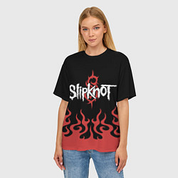 Футболка оверсайз женская Slipknot в огне, цвет: 3D-принт — фото 2