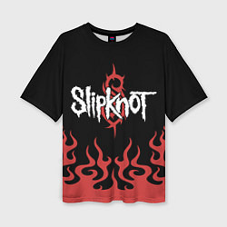 Футболка оверсайз женская Slipknot в огне, цвет: 3D-принт