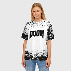 Футболка оверсайз женская Doom black splash, цвет: 3D-принт — фото 2