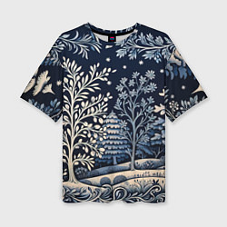 Футболка оверсайз женская Ледяные узоры нового года, цвет: 3D-принт