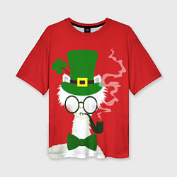 Женская футболка оверсайз Лама - альпака в день Патрика