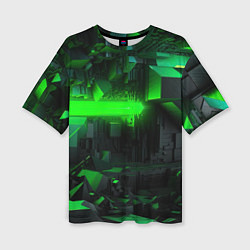 Женская футболка оверсайз Симметрия зеленых теней