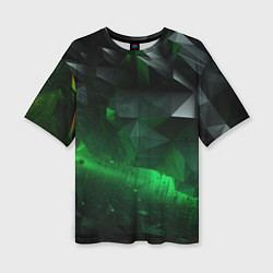 Женская футболка оверсайз Асимметрия зеленого узора