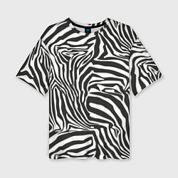 Женская футболка оверсайз Шкура зебры черно - белая графика