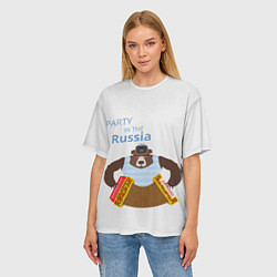 Футболка оверсайз женская Вечеринка в России с медведем, цвет: 3D-принт — фото 2