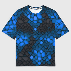 Женская футболка оверсайз Синий трескающийся камень