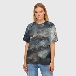 Футболка оверсайз женская Темно-серый мрамор, цвет: 3D-принт — фото 2