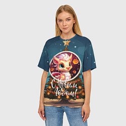 Футболка оверсайз женская Кроха олицетворяющий зиму, цвет: 3D-принт — фото 2