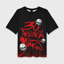 Футболка оверсайз женская Thirty seconds to mars skulls, цвет: 3D-принт