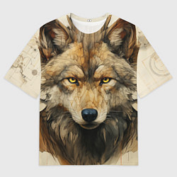 Футболка оверсайз женская Волк в стиле диаграмм Давинчи, цвет: 3D-принт