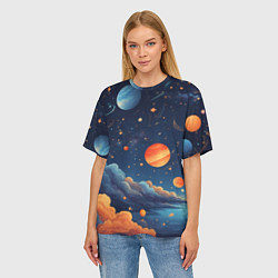 Футболка оверсайз женская Нарисованный космос, цвет: 3D-принт — фото 2