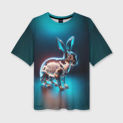 Женская футболка оверсайз Прозрачный стеклянный кролик