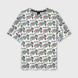 Женская футболка оверсайз Паттерн детский со Змеем Горынычем