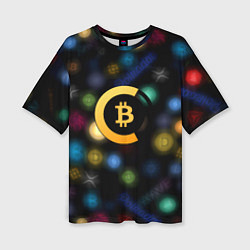 Женская футболка оверсайз Bitcoin logo criptomoney