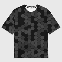 Женская футболка оверсайз Камуфляж гексагон черный