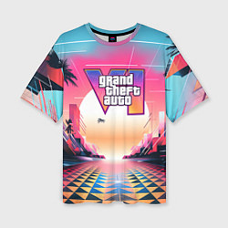 Футболка оверсайз женская GTA 6 retro abstract logo, цвет: 3D-принт