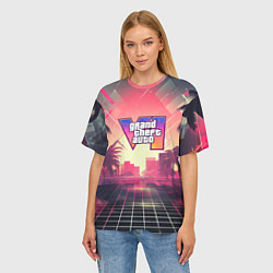 Футболка оверсайз женская GTA 6 retro abstract logo, цвет: 3D-принт — фото 2