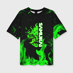 Футболка оверсайз женская Samurai green fire toxic, цвет: 3D-принт