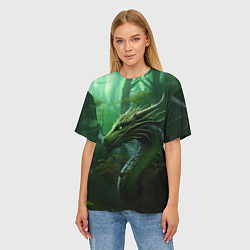 Футболка оверсайз женская Зеленый лесной дракон 2024, цвет: 3D-принт — фото 2