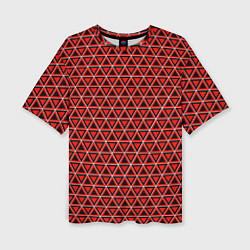 Футболка оверсайз женская Красные и чёрные треугольники, цвет: 3D-принт
