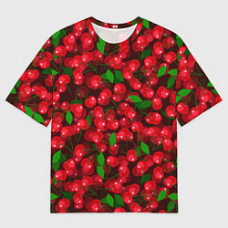 Женская футболка оверсайз Красная спелая вишня