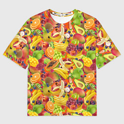 Женская футболка оверсайз Экзотические фрукты и ягоды