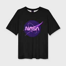 Женская футболка оверсайз NASA neon space