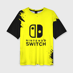 Женская футболка оверсайз Nintendo switch краски на жёлтом