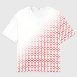 Женская футболка оверсайз Красно-белый соты