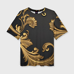 Футболка оверсайз женская Лепнина золотые объемные узоры, цвет: 3D-принт