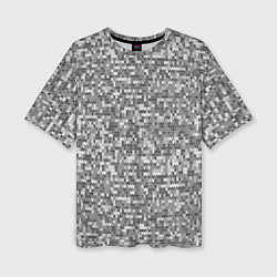 Женская футболка оверсайз Узор серого вязанного трикотажа меланж