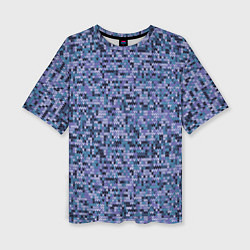 Женская футболка оверсайз Синий узор вязанного трикотажного полотна