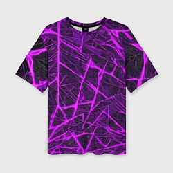 Футболка оверсайз женская Фиолетовая паутина на чёрном фоне, цвет: 3D-принт