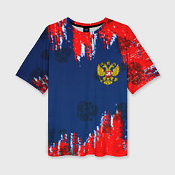 Женская футболка оверсайз Россия спорт краски текстура