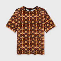 Женская футболка оверсайз Оранжевый деревянный абстрактный паттерн