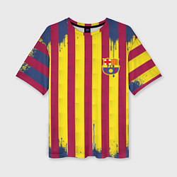 Футболка оверсайз женская Полосатые цвета футбольного клуба Барселона, цвет: 3D-принт