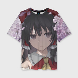 Футболка оверсайз женская Touhou Project Рейму Cute Сакура, цвет: 3D-принт