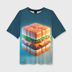 Женская футболка оверсайз Абстрактный гамбургер в форме куба