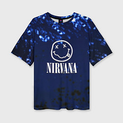Женская футболка оверсайз Nirvana рок краски