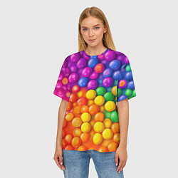 Футболка оверсайз женская Разноцветные шарики, цвет: 3D-принт — фото 2
