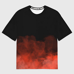 Футболка оверсайз женская Красный туман на чёрном, цвет: 3D-принт