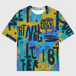 Женская футболка оверсайз Крупные буквы на цветном фоне