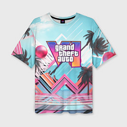 Футболка оверсайз женская Gta 6 логотип в стиле vice city, цвет: 3D-принт