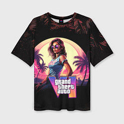 Футболка оверсайз женская GTA 6 logo девушка, цвет: 3D-принт