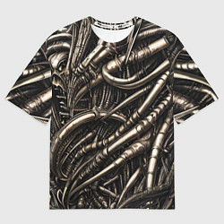 Женская футболка оверсайз Серые трубки чужих