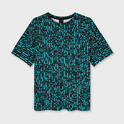 Женская футболка оверсайз Чёрно-бирюзовый абстракция