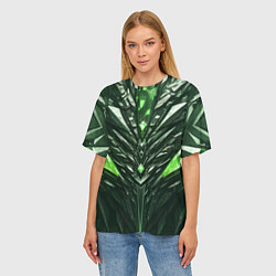 Футболка оверсайз женская Зелёные кристаллы и камень, цвет: 3D-принт — фото 2