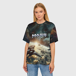 Футболка оверсайз женская Масс эффект - космос, цвет: 3D-принт — фото 2